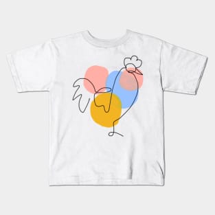 Chicken Abstract Line Art Kids T-Shirt